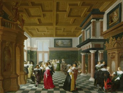 Elegant Figures Dancing in an Interior by Dirck van Delen